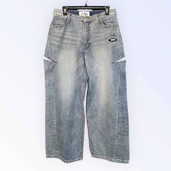 Korea Fashion- Side Slit Cut Loose Fit Jean ( Waist 32") - Picture 1 of 9